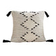 Throw Pillow Cover | 18" | Black Embroidery | Tassels | White