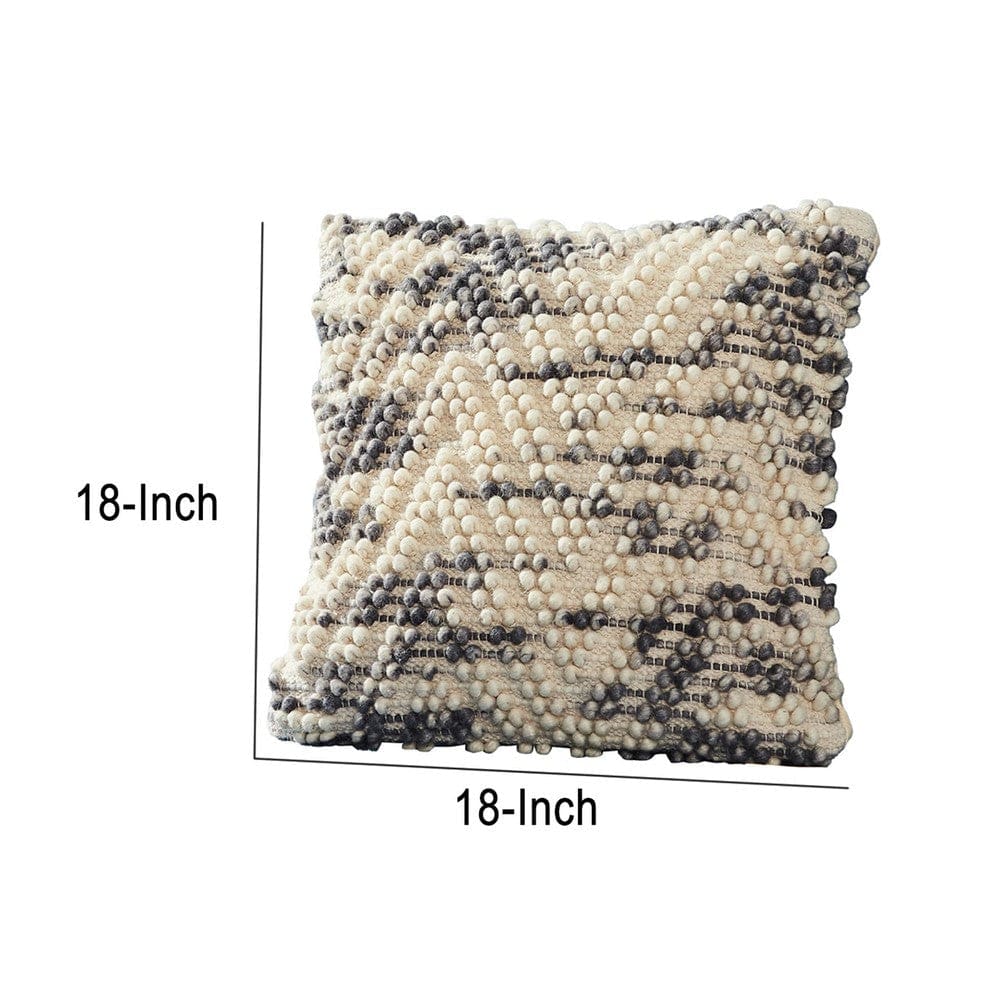 18 Inch Decorative Throw Pillow Cover Beaded Chevron Cream Fabric By Casagear Home BM276707
