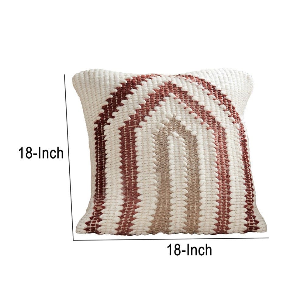 18 Inch Decorative Throw Pillow Cover Knitted Geometric Pattern White By Casagear Home BM276710