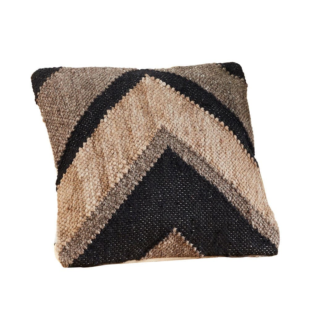 18 Inch Decorative Throw Pillow Cover, Textured Chevron, Black, Brown By Casagear Home