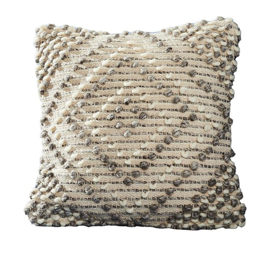18 Inch Decorative Throw Pillow Cover, Textured Diamonds, Gray, Beige By Casagear Home