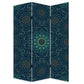 72 Inch 3 Panel Canvas Foldable Room Divider, Bohemian Design, Teal Blue By Casagear Home