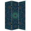 72 Inch 3 Panel Canvas Foldable Room Divider, Bohemian Design, Teal Blue By Casagear Home
