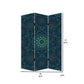 72 Inch 3 Panel Canvas Foldable Room Divider Bohemian Design Teal Blue By Casagear Home BM276722