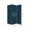 72 Inch 3 Panel Canvas Foldable Room Divider Bohemian Design Teal Blue By Casagear Home BM276722