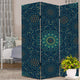Room Divider | 72" | 3 Panel Canvas | Bohemian Design | Teal Blue