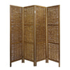 Room Divider | 68" | 4 Panel | Willow Weave | Cottage Style | Brown