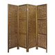 Room Divider | 68" | 4 Panel | Willow Weave | Cottage Style | Brown