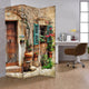 Room Divider | 72" | 3 Panel Canvas | Street & Floral Print | Multicolor
