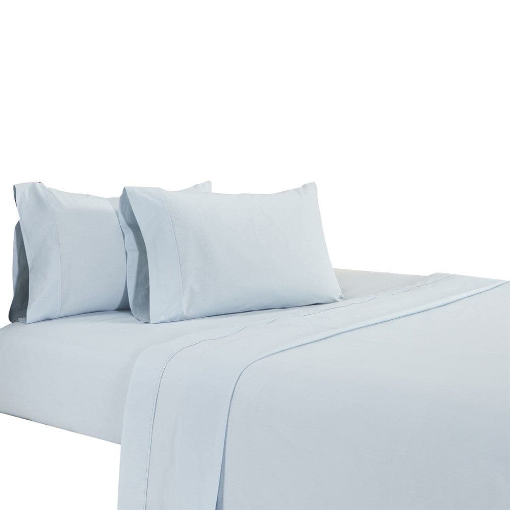 Matt 4 Piece Full Bed Sheet Set, Soft Organic Cotton, Light Blue By Casagear Home