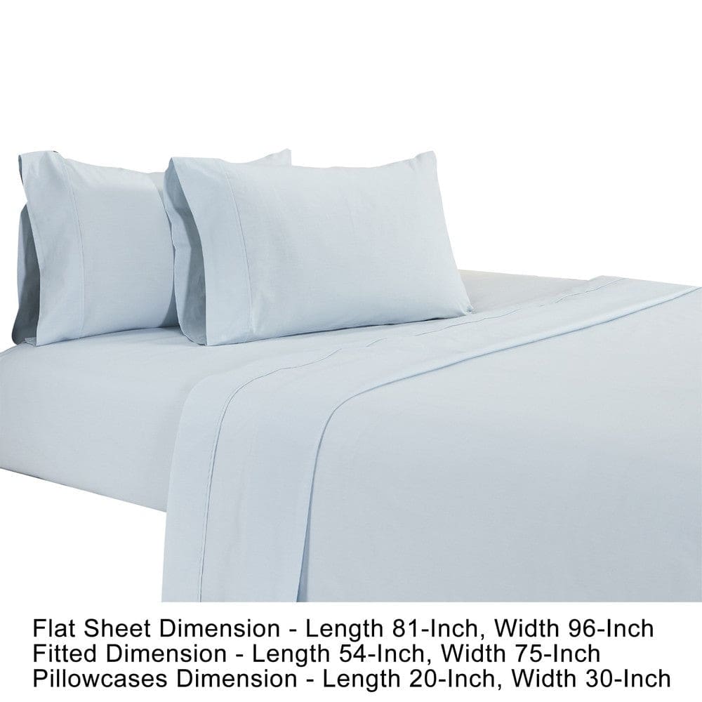 Matt 4 Piece Full Bed Sheet Set Soft Organic Cotton Light Blue By Casagear Home BM276821