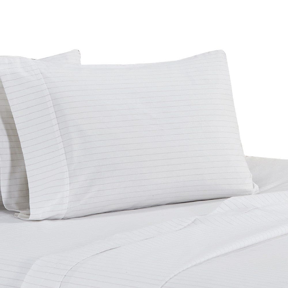 Matt 4 Piece California King Bed Sheet Set Organic Cotton Stripes White By Casagear Home BM276825