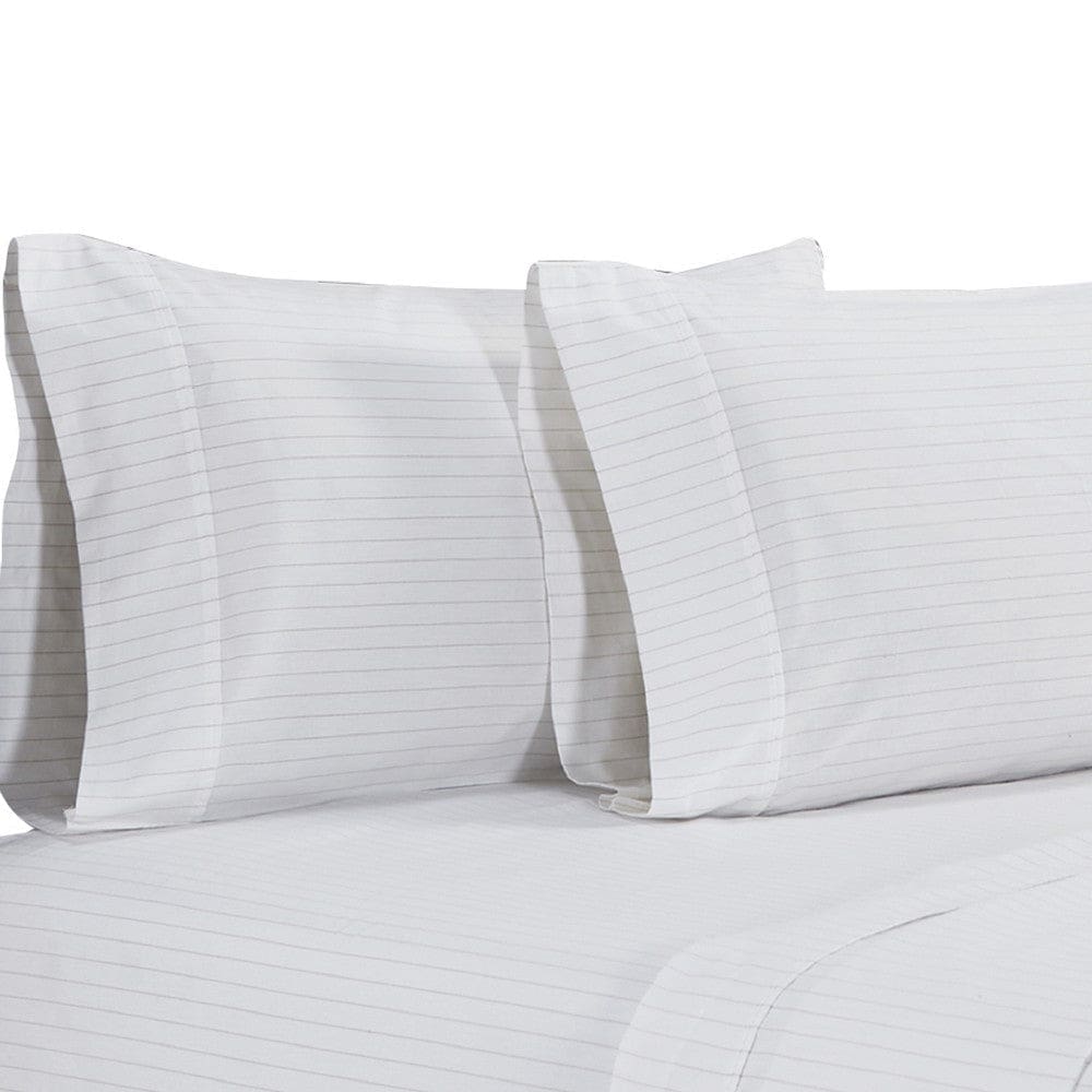 Matt 4 Piece Full Bed Sheet Set Soft Organic Cotton Stripes White By Casagear Home BM276826