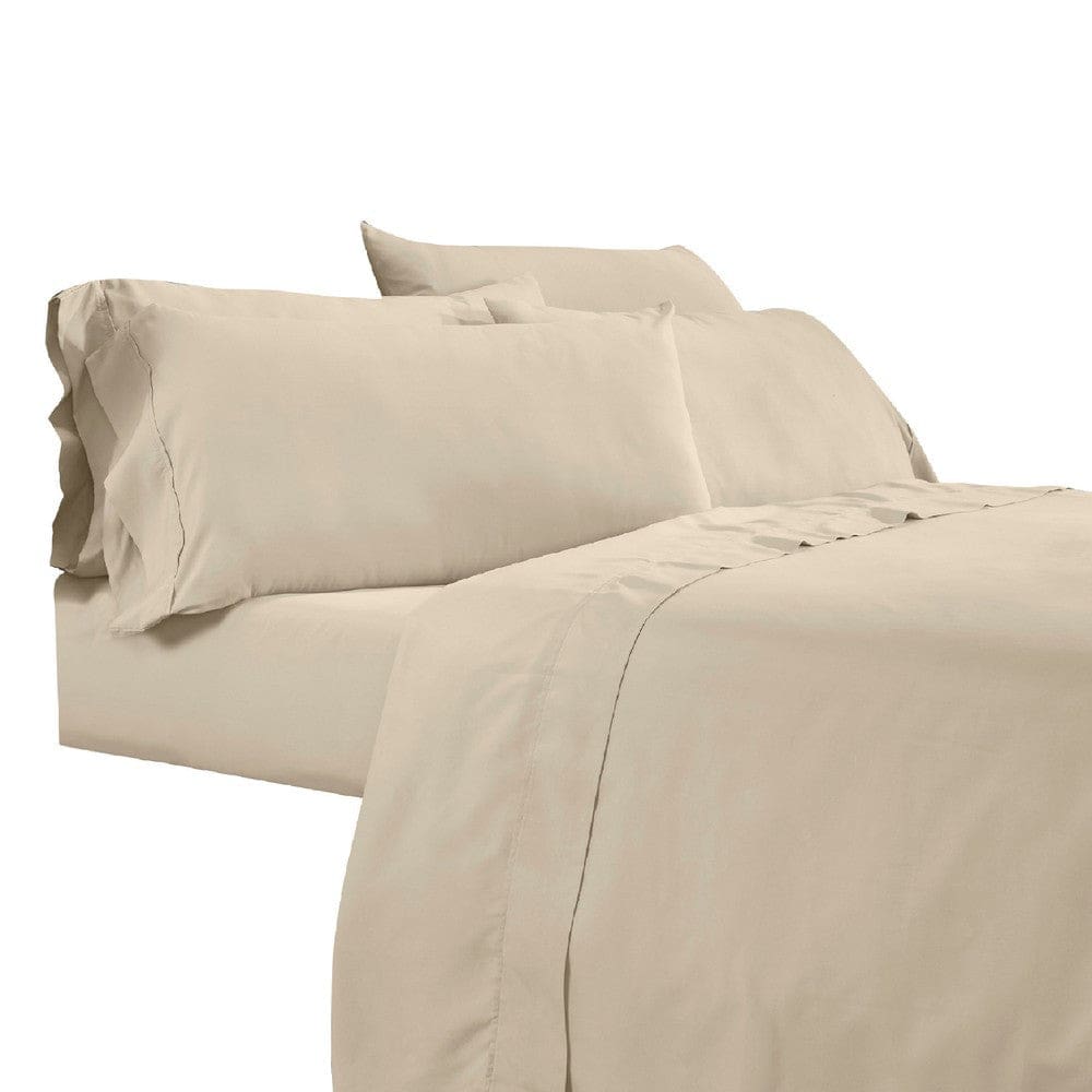 Minka 6 Piece King Bed Sheet Set, Soft Antimicrobial Microfiber, Beige By Casagear Home