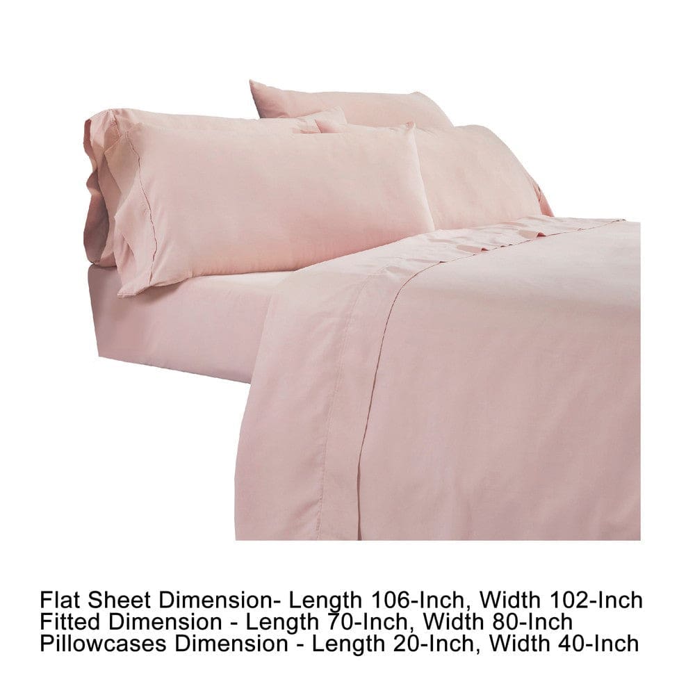 Minka 6 Piece King Bed Sheet Set Soft Antimicrobial Microfiber Pink By Casagear Home BM276858