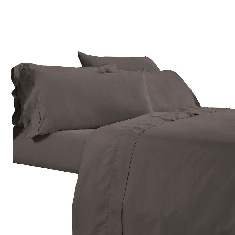 Minka Sheet Set | 6 Piece Full | Antimicrobial Microfiber | Dark Brown