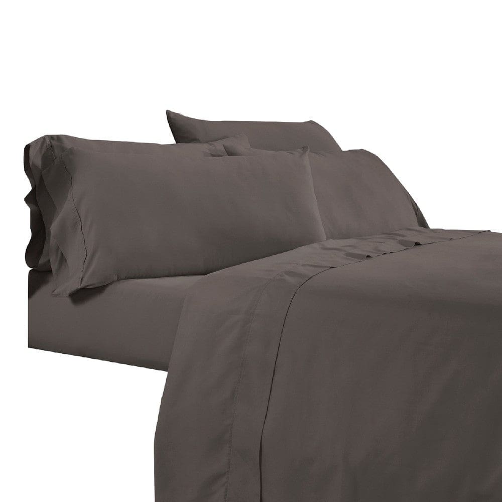 Minka 6 Piece King Bed Sheet Set, Soft Antimicrobial Microfiber, Dark Brown By Casagear Home