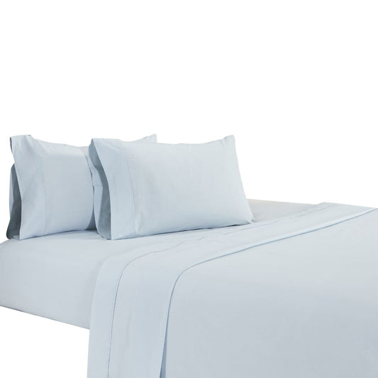 Matt 4 Piece California King Bed Sheet Set, Soft Organic Cotton, Light Blue By Casagear Home