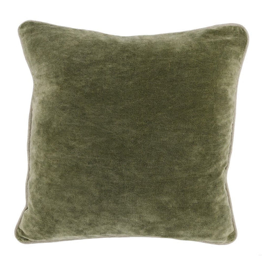 Hillary 18 Inch Square Velvet Decorative Throw Pillow, Welt Cord, Green By Casagear Home