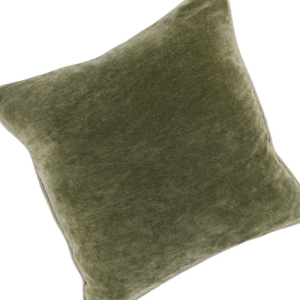Hillary 18 Inch Square Velvet Decorative Throw Pillow Welt Cord Green By Casagear Home BM276937