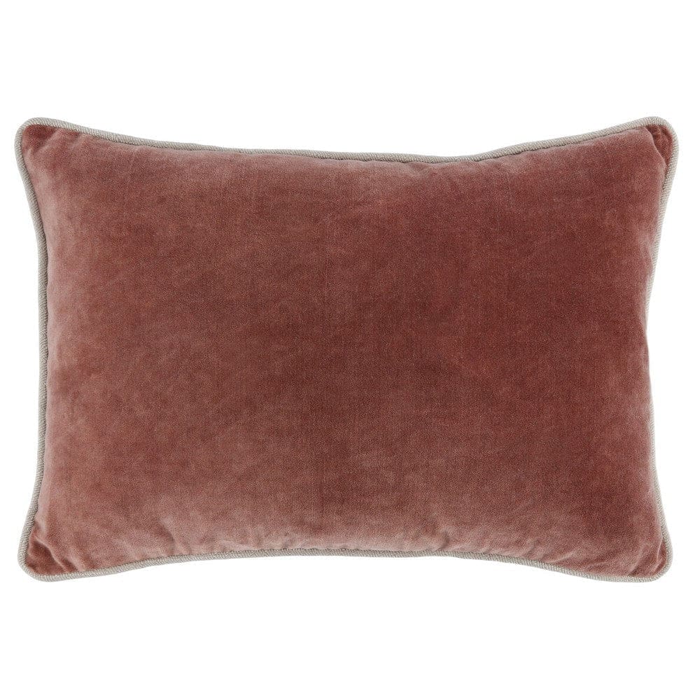 Hillary 20 Inch Velvet Welt Decorative Lumbar Throw Pillow, Auburn Red By Casagear Home