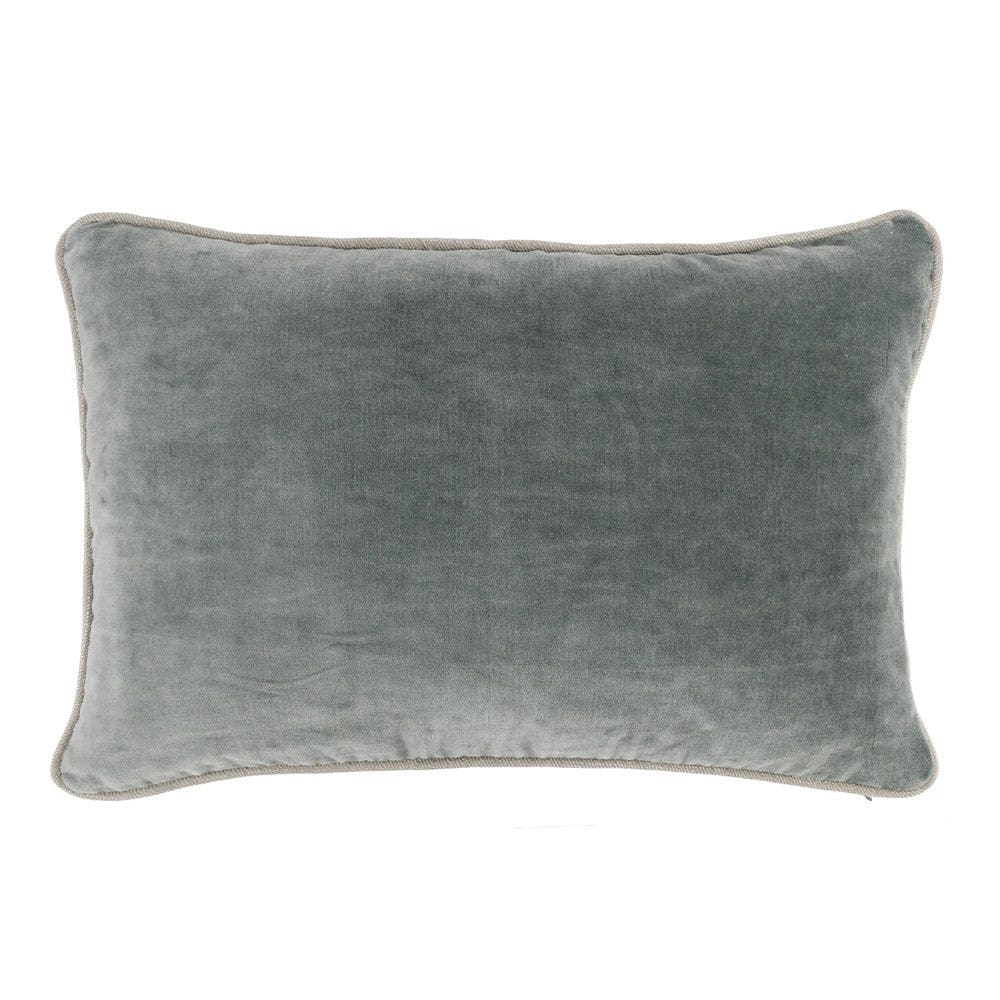 Hillary 20 Inch Velvet Welt Decorative Lumbar Throw Pillow, Sage Green By Casagear Home