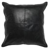 Norm Throw Pillow | 22" Square | Stitched Leather | Black