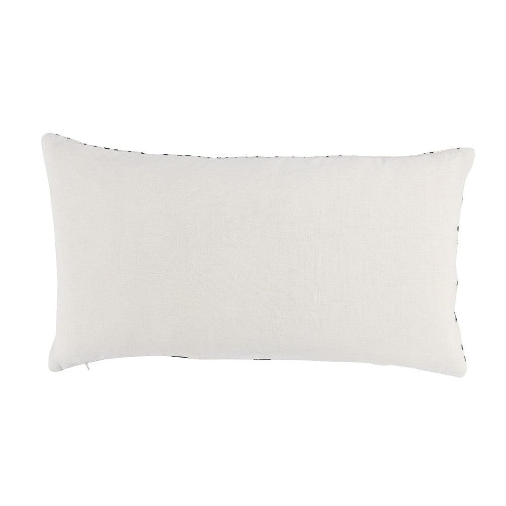26 Inch Cotton Decorative Lumbar Throw Pillow Tribal Pattern Black White By Casagear Home BM276948