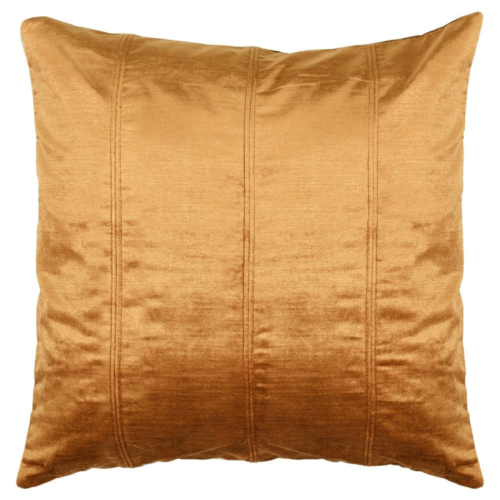Chad 20 Inch Square Velvet Decorative Throw Pillow, Plush, Copper By Casagear Home