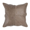 Norm Throw Pillow | 22" Square | Stitched Leather | Taupe Brown