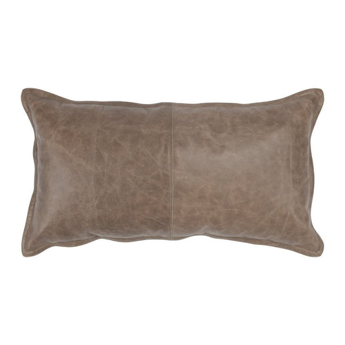 Norm Lumbar Pillow | 26" | Stitched Leather | Taupe Brown