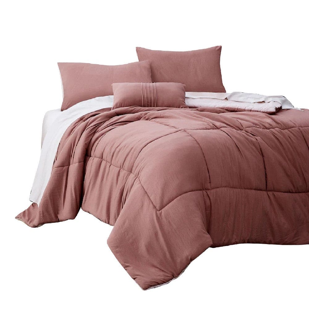 Alice Comforter Set | 6 Piece Twin | Reversible | Soft Rose | The Urban Port