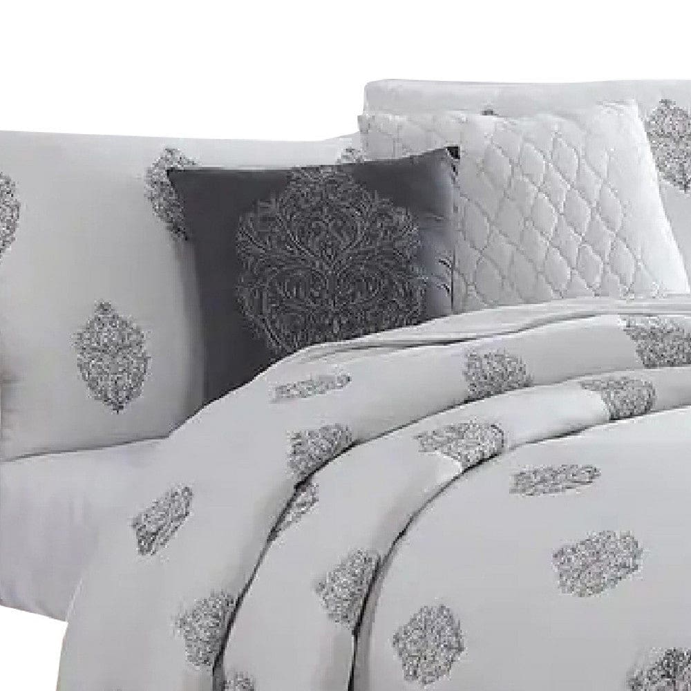 Tyler 6 Piece Queen Comforter Set Damask Design The Urban Port White By Casagear Home BM277001