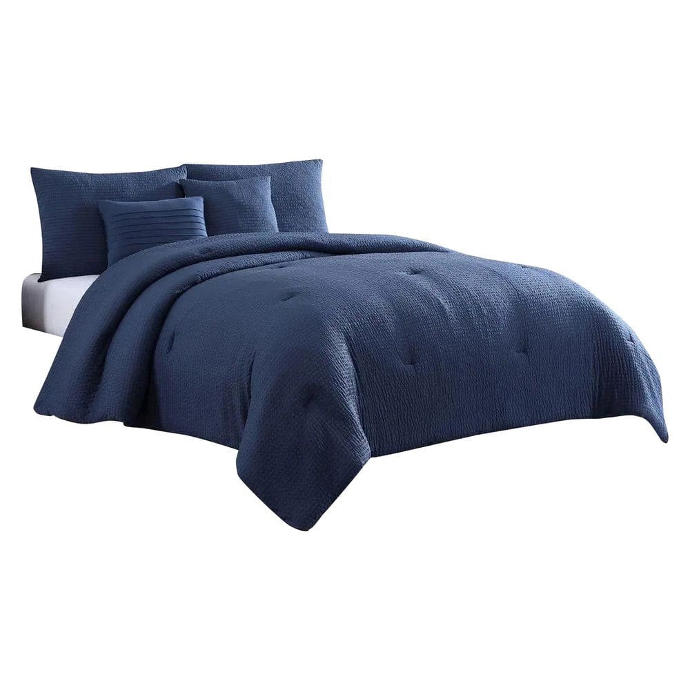 Alice Comforter Set | 5 Piece Queen | Textured | The Urban Port | Navy Blue