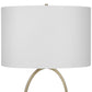27 Inch Metal Table Lamp Oval Center Ring Gold White By Casagear Home BM277022