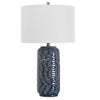 Table Lamp | 27" | Ceramic | Wavy Texture | Blue, Silver, White