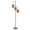 73 Inch Metal Floor Lamp Three Drum Shaped Rope Shades Silver Brown By Casagear Home BM277029