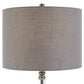 29 Inch Metal Table Lamp Cone Shaped Glass Base Silver Gray By Casagear Home BM277030