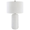 Table Lamp | 27" | Ceramic | Wavy Texture | Silver & White