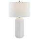 27 Inch Ceramic Table Lamp Wavy Texture Silver White By Casagear Home BM277032