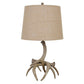 22 Inch Polyresin Table Lamp, Antlers, Burlap Shade, Beige By Casagear Home