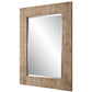 39 Inch Wood Frame Wall Mirror, Chevron Design, Brown By Casagear Home