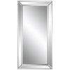 48 Inch Wood Rectangular Mirror Mirrored Frame Beveled Panels Silver By Casagear Home BM277037