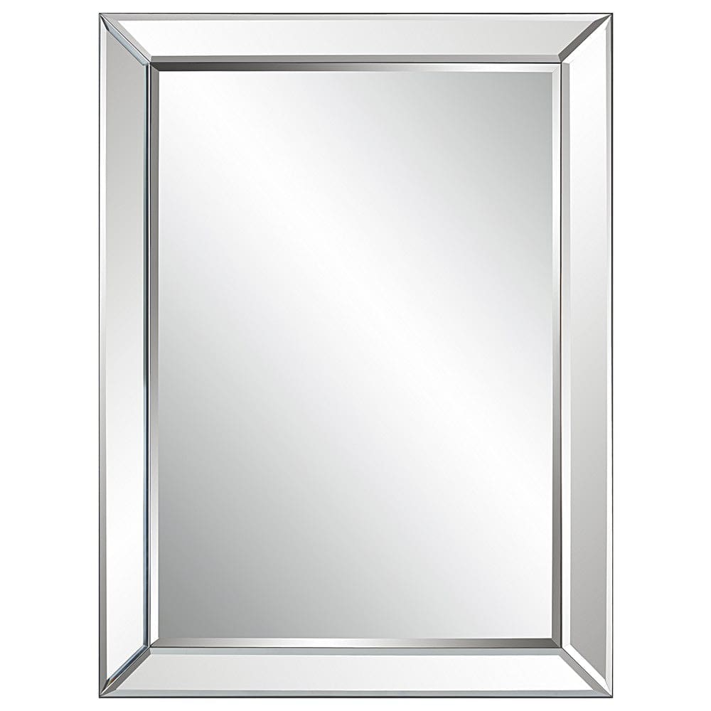 39 Inch Wood Mirror Mirrored Frame Beveled Panels Silver By Casagear Home BM277038