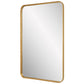 38 Inch Wood Wall Mirror, Metal Frame, Rounded Corners, Gold By Casagear Home