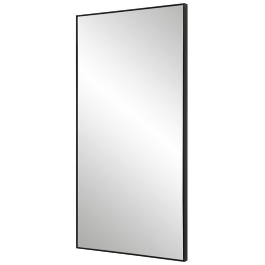 40 Inch Wood Wall Mirror, Rectangular Thin Frame, Black By Casagear Home