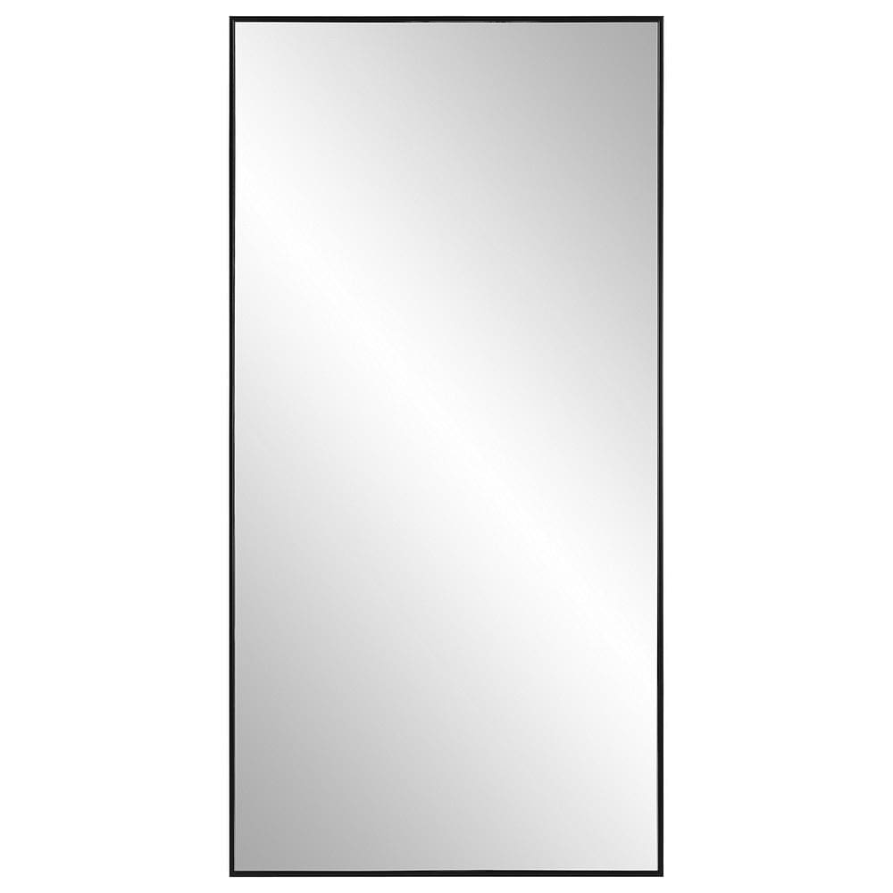 40 Inch Wood Wall Mirror Rectangular Thin Frame Black By Casagear Home BM277041