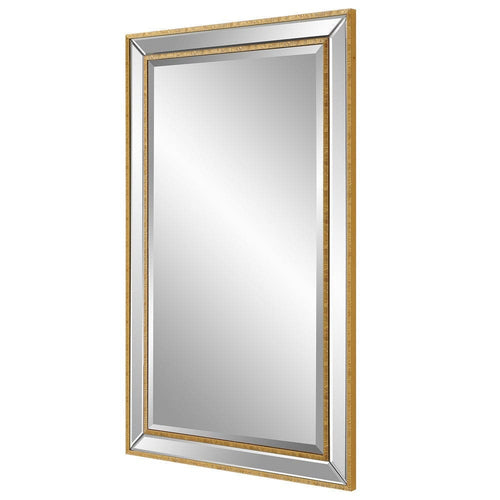Wall Mirror | 40" | Rectangular Beveled Panel | Gold