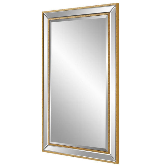 Wall Mirror | 40" | Rectangular Beveled Panel | Gold