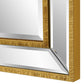 40 Inch Wood Rectangular Wall Mirror Beveled Panel Gold By Casagear Home BM277046